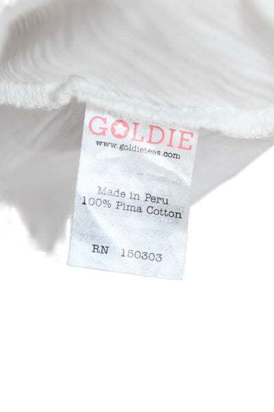 Goldie Women Basic White Pima Cotton V-Neck Sleeveless Tank Size S