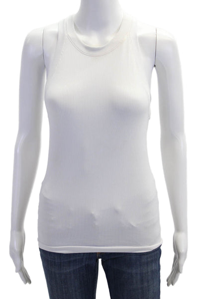 Athleta Womens White Basic Sleeveless Tank Crew Neck Size S