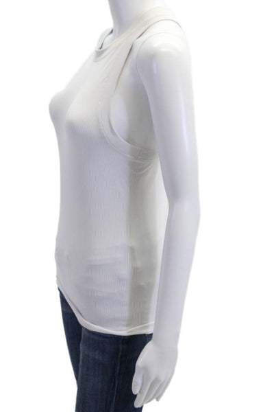 Athleta Womens White Basic Sleeveless Tank Crew Neck Size S