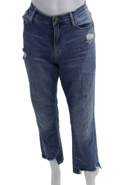 Frame Women Boyfriend Cropped Jeans Blue High Rise Size 29
