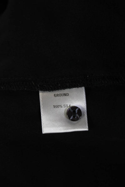 Nicole Miller Womens Black Silk High Neck Long Sleeve Blouse Button Up Size M
