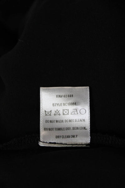 Nicole Miller Womens Black Silk High Neck Long Sleeve Blouse Button Up Size M