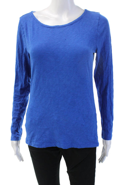 J Crew Womens Basic Blue Long Sleeve Cotton Round Neck T-Shirt Size M