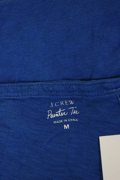J Crew Womens Basic Blue Long Sleeve Cotton Round Neck T-Shirt Size M