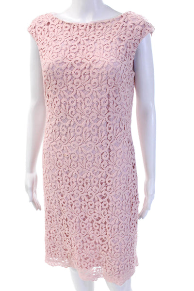 Lauren Ralph Lauren Womens Sheath Shift Dress Pink Cotton Short Sleeve Size 8
