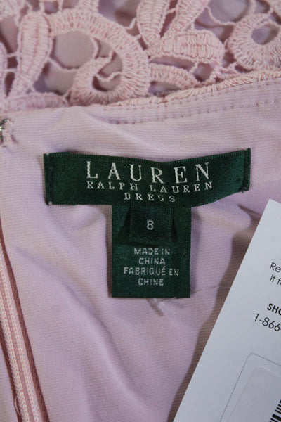 Lauren Ralph Lauren Womens Sheath Shift Dress Pink Cotton Short Sleeve Size 8