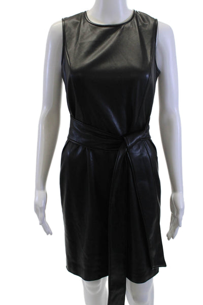 Toccin Womens Sheath Dress Black Sleeveless Tie Round Neck Mid-Calf Size 2