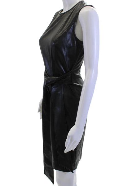 Toccin Womens Sheath Dress Black Sleeveless Tie Round Neck Mid-Calf Size 2