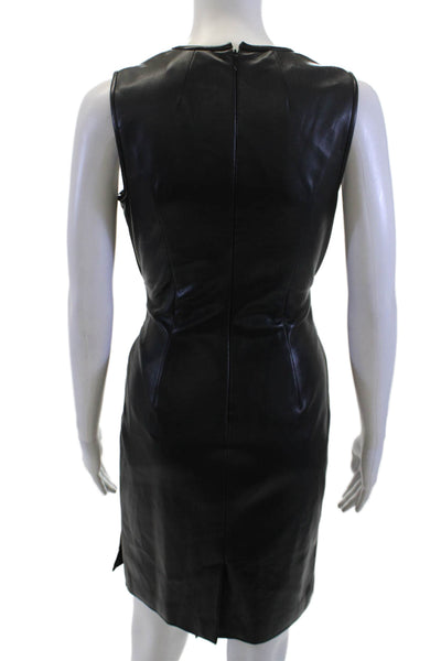 Toccin Womens Sheath Dress Black Sleeveless Tie Round Neck Mid-Calf Size 2