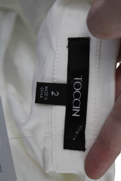 Toccin Women Sheath Shirt Dress Black Collared Button Short Sleeve Size 2