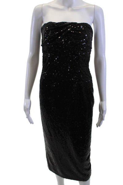 Toccin Womens Sheath Dress Black Sleeveless Midi 100% Nylon Size 4