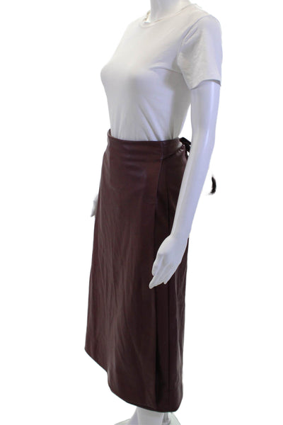 Toccin Women Brown A-Line Wrap Midi Skirt 100% Polyester Size 2