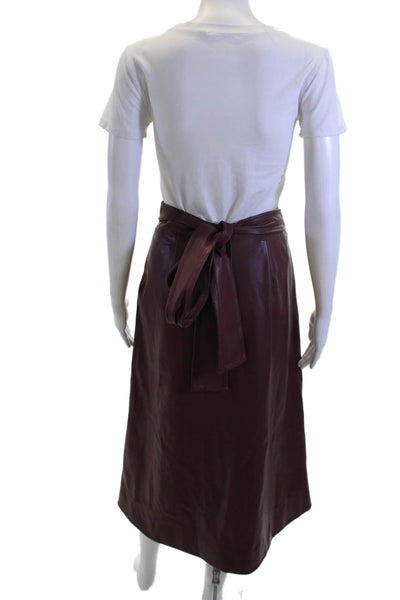 Toccin Women Brown A-Line Wrap Midi Skirt 100% Polyester Size 2