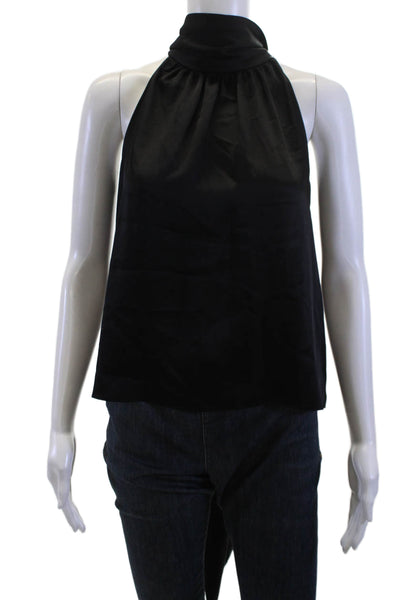 Toccin Women Sleeveless High Neck Black Tank Size XS