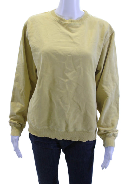 John Galt Women Pullover Sweatshirt Yellow Crew Neck Long Sleeve Size S