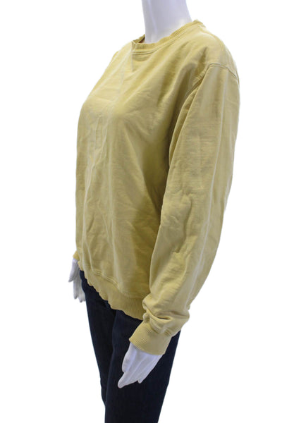John Galt Women Pullover Sweatshirt Yellow Crew Neck Long Sleeve Size S