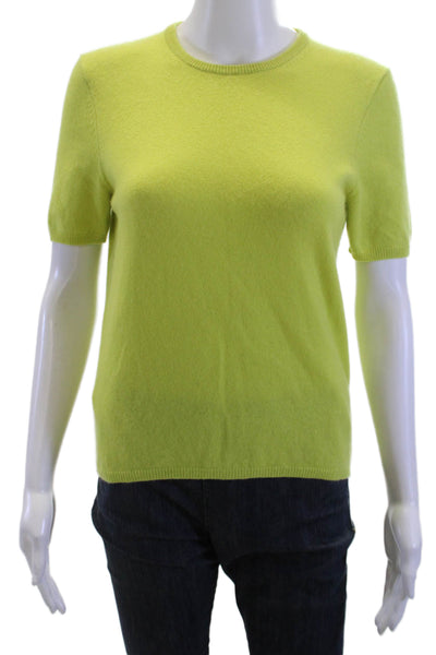 Saks Fifth Avenue Womens Basic Green T-Shirt Crew Neck Polyester Size M