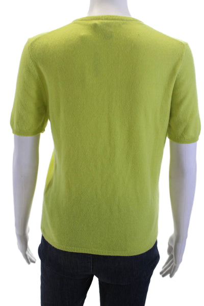 Saks Fifth Avenue Womens Basic Green T-Shirt Crew Neck Polyester Size M