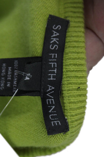 Saks Fifth Avenue Womens Basic Green T-Shirt Crew Neck Polyester Size M