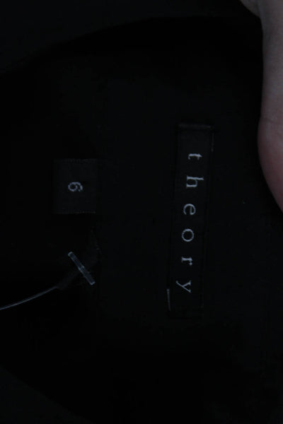 Theory Womens Shirt Dress Black Collared Long Sleeve Buckle Army Cotton Size 6