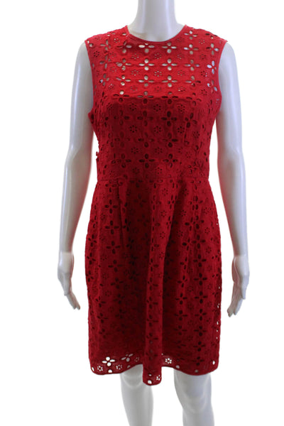 Nanette Lepore Womens ALine Fit Flare Floral Cotton Sleeveless Knee Dress Size 8