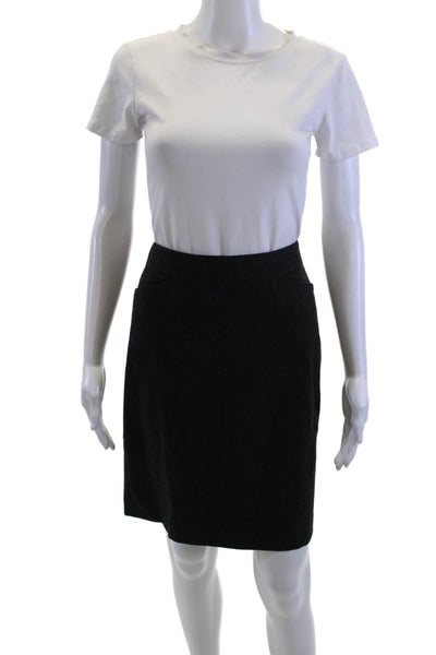 Theory Womens Straight Pencil Skirt Black Wool Angora Size 8