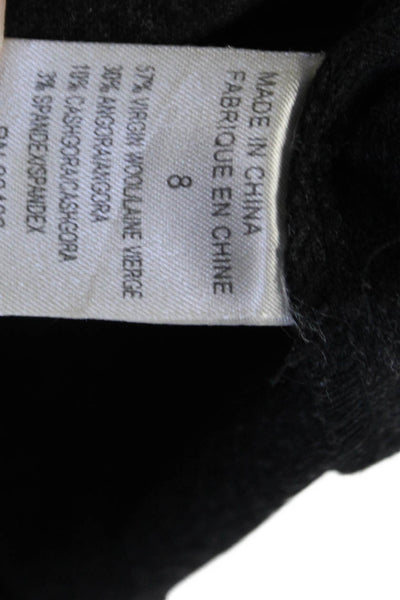 Theory Womens Straight Pencil Skirt Black Wool Angora Size 8