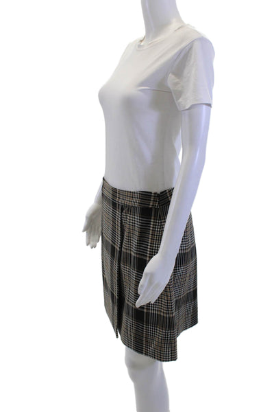 Theory Women A-Line Wrap Plaid Short Black Skirt Size 8
