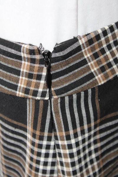 Theory Women A-Line Wrap Plaid Short Black Skirt Size 8