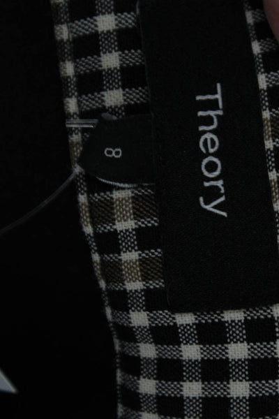 Theory Women A-Line Wrap Plaid Short Black Skirt Size 8