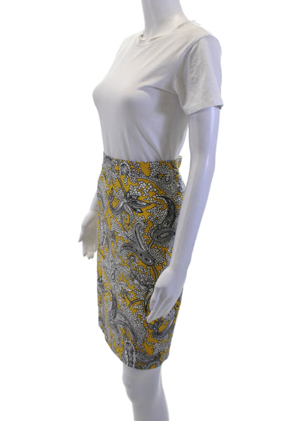 J Crew Womens Black Paisley Pencil Straight Skirt Knee Length Cotton Size 6
