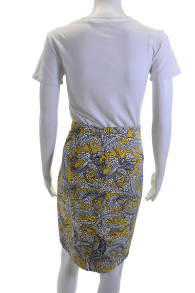 J Crew Womens Black Paisley Pencil Straight Skirt Knee Length Cotton Size 6