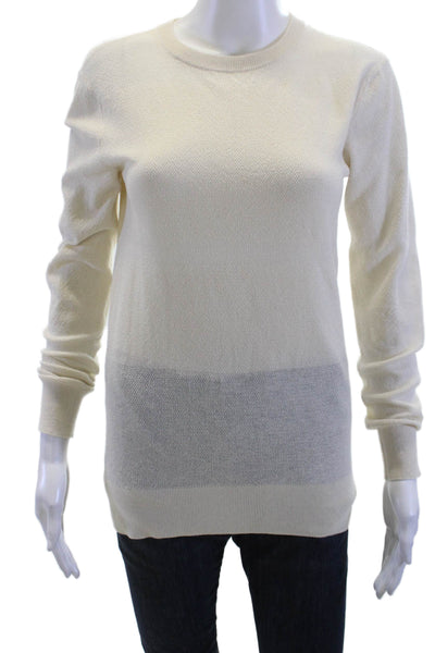 Toteme Unisex Pullover Sweater Beige Cotton Blend Crew Neck Long Sleeve Size XS