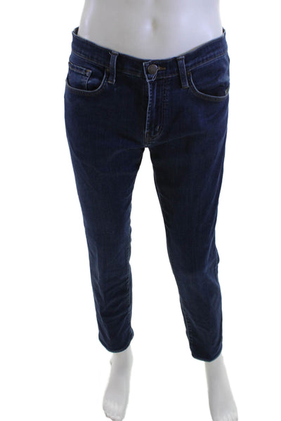 J Brand Mens Dark Blue Denim Straight Cropped Jeans Button Fly Size 32