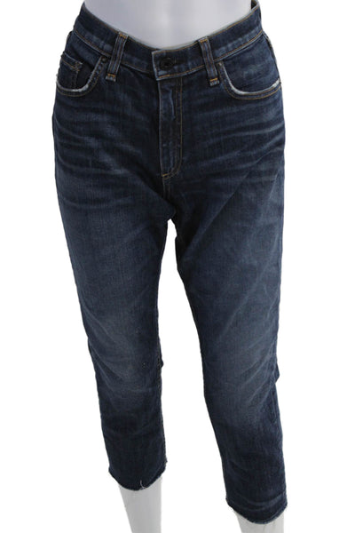 Askk NY Womens Dark Blue High Rise Cropped Ankle Jeans Size 27