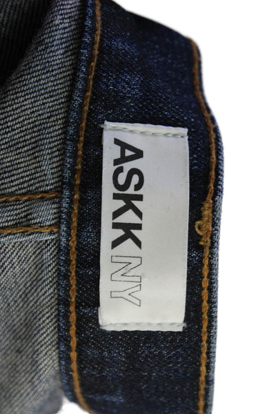 Askk NY Womens Dark Blue High Rise Cropped Ankle Jeans Size 27