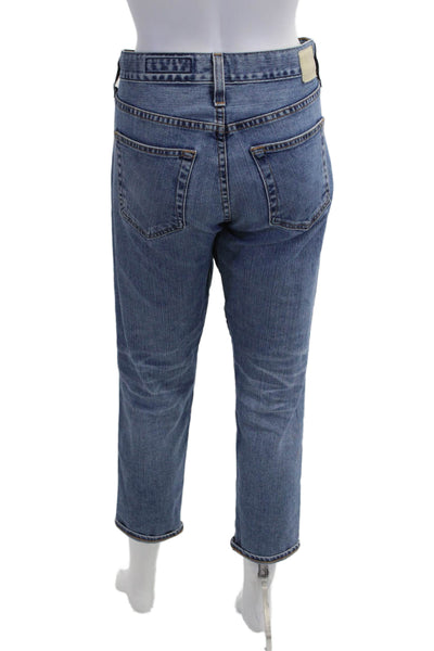 AG Adriano Goldschmied Women Straight Jeans Blue High Rise Cotton Size 27