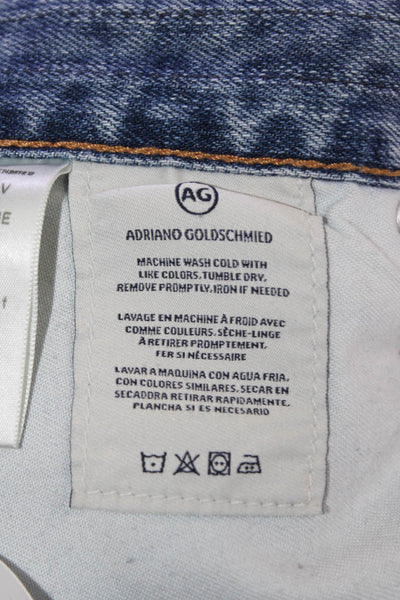 AG Adriano Goldschmied Women Straight Jeans Blue High Rise Cotton Size 27