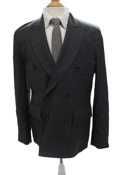 Jack Spade Mens Wool Blazer Dark Gray Button Collared Solid Fall Size 42