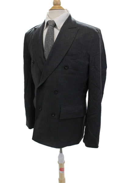 Jack Spade Mens Wool Blazer Dark Gray Button Collared Solid Fall Size 42