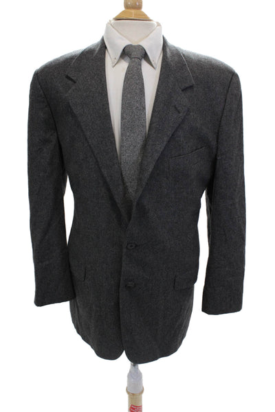 Calvin Klein Mens Dark Gray Wool Collared Button Suit Jacket Size 42