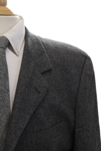 Calvin Klein Mens Dark Gray Wool Collared Button Suit Jacket Size 42