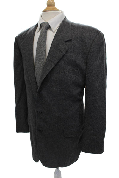 Calvin Klein Mens Dark Gray Wool Collared Button Suit Jacket Size 42