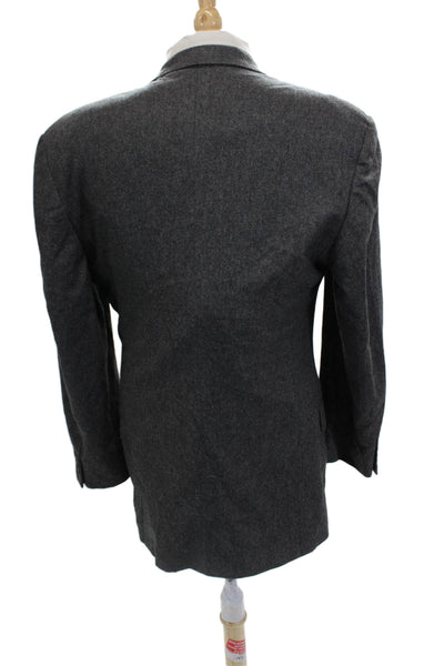 Calvin Klein Mens Dark Gray Wool Collared Button Suit Jacket Size 42
