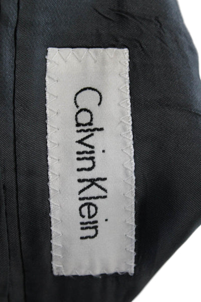 Calvin Klein Mens Dark Gray Wool Collared Button Suit Jacket Size 42