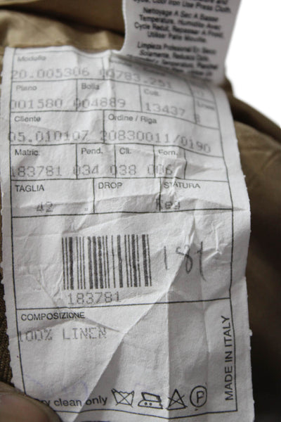 Donna Karan Mens Brown Checked Linen Blazer Collared Button 90s Size 42