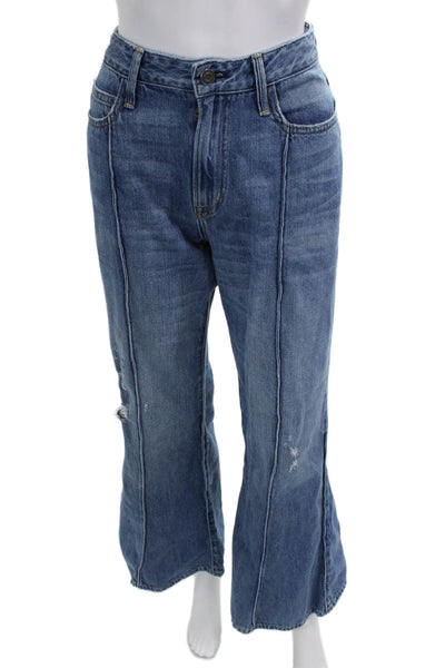Noend Denim Womens Flared Wide Leg Jeans Blue Cotton Mid Rise Size 27
