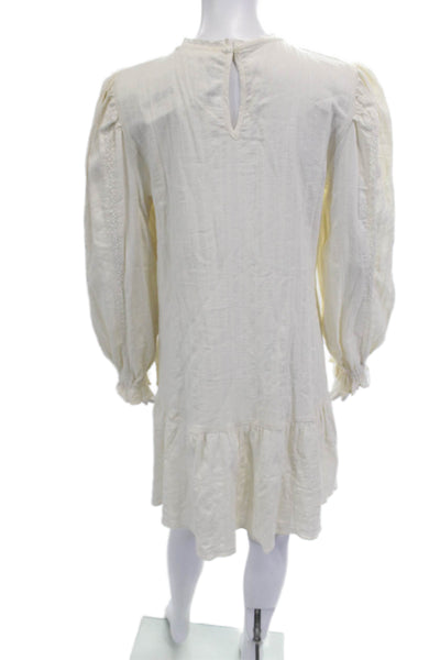 MNG Womens Shift Shirt Dress Beige Knee Length Long Sleeve Cotton Size 8