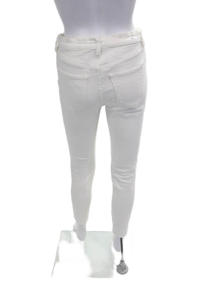 J Crew Women Ankle Skinny White Jeans Mid Rise Button Fly Size 27