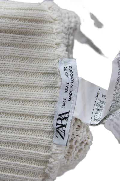 Zara Unisex Striped White Beach Shorts Poly Cotton Size L